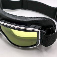 画像6: バイク ゴーグル ビンテージ レトロ タイプ 新品 ブラック イエローレンズ 黄色レンズ 合皮 (6)