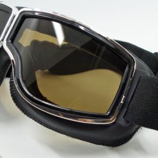 画像4: バイク ゴーグル ビンテージ レトロ タイプ 新品 ブラック ブラウンレンズ 茶色レンズ 合皮 (4)