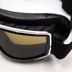 画像6: バイク ゴーグル ビンテージ レトロ タイプ 新品 ブラック ブラウンレンズ 茶色レンズ 合皮 (6)