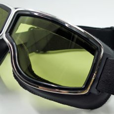 画像4: バイク ゴーグル ビンテージ レトロ タイプ 新品 ブラック イエローレンズ 黄色レンズ 合皮 (4)