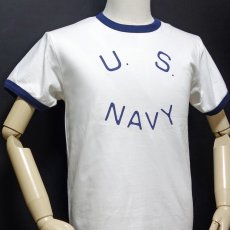 画像8: Tシャツ US NAVY 米海軍  ロゴ ミリタリー トリム リンガ ー Ｔシャツ 白 紺 ネイビー (8)