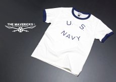 画像10: Tシャツ US NAVY 米海軍  ロゴ ミリタリー トリム リンガ ー Ｔシャツ 白 紺 ネイビー (10)