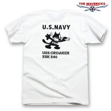 画像1: 極厚 スーパーヘビーウェイト ミリタリー Tシャツ 米海軍 黒猫 CROAKER / 白 ホワイト (1)
