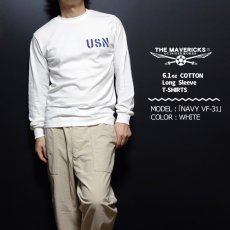 画像2: ミリタリー 長袖 Tシャツ メンズ MAVEVICKS ブランド 綿100% NAVY 米海軍 黒猫 ホワイト 白 (2)