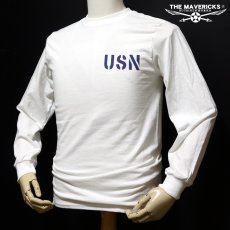 画像9: ミリタリー 長袖 Tシャツ メンズ MAVEVICKS ブランド 綿100% NAVY 米海軍 黒猫 ホワイト 白 (9)