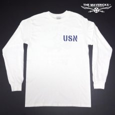 画像6: ミリタリー 長袖 Tシャツ メンズ MAVEVICKS ブランド 綿100% NAVY 米海軍 黒猫 ホワイト 白 (6)