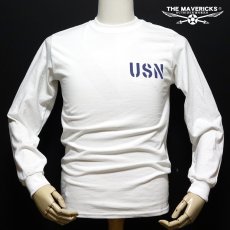 画像4: ミリタリー 長袖 Tシャツ メンズ MAVEVICKS ブランド 綿100% NAVY 米海軍 黒猫 ホワイト 白 (4)