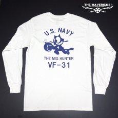 画像7: ミリタリー 長袖 Tシャツ メンズ MAVEVICKS ブランド 綿100% NAVY 米海軍 黒猫 ホワイト 白 (7)