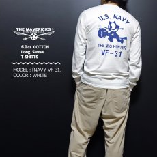 画像3: ミリタリー 長袖 Tシャツ メンズ MAVEVICKS ブランド 綿100% NAVY 米海軍 黒猫 ホワイト 白 (3)