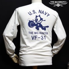画像10: ミリタリー 長袖 Tシャツ メンズ MAVEVICKS ブランド 綿100% NAVY 米海軍 黒猫 ホワイト 白 (10)