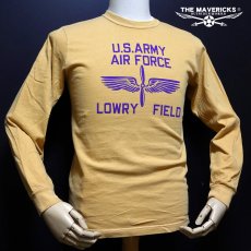画像5: 長袖Tシャツ メンズ 後染め ビンテージ加工 ミリタリー LOWRY FIELD ARMYエアフォース米陸軍航空隊 マスタード イエロー (5)
