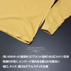 画像4: 長袖Tシャツ メンズ 後染め ビンテージ加工 ミリタリー LOWRY FIELD ARMYエアフォース米陸軍航空隊 マスタード イエロー (4)
