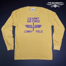 画像3: 長袖Tシャツ メンズ 後染め ビンテージ加工 ミリタリー LOWRY FIELD ARMYエアフォース米陸軍航空隊 マスタード イエロー (3)