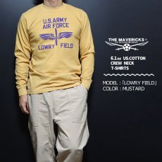 画像2: 長袖Tシャツ メンズ 後染め ビンテージ加工 ミリタリー LOWRY FIELD ARMYエアフォース米陸軍航空隊 マスタード イエロー (2)