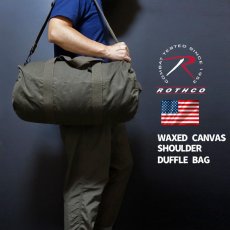 画像3: ワックスキャンバス 生地 ボストンバッグ 2WAY ショルダー ROTHCO ロスコ ブランド オリーブ (3)