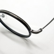 画像8: 日本製 ベータチタン セルロイド メガネ フレーム 職人ハンドメイド 鯖江 ラウンド型 マットブラック (8)