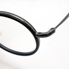 画像11: 日本製 ベータチタン セルロイド メガネ フレーム 職人ハンドメイド 鯖江 ラウンド型 マットブラック (11)