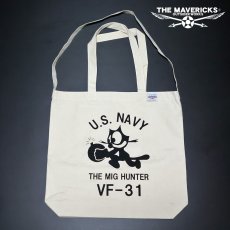 画像4: 2WAY ショルダー トートバッグ メンズ キャンバス地 米海軍 黒猫 NAVY ナチュラル 生成 (4)