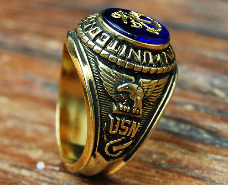 アメリカ製・US.NAVYミリタリーリング・18金メッキ・新品