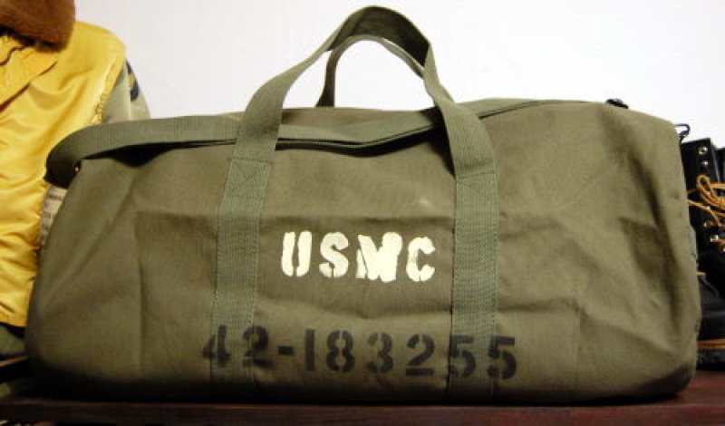 USMC ステンシル コットンキャンバス ショルダーボストンバッグ