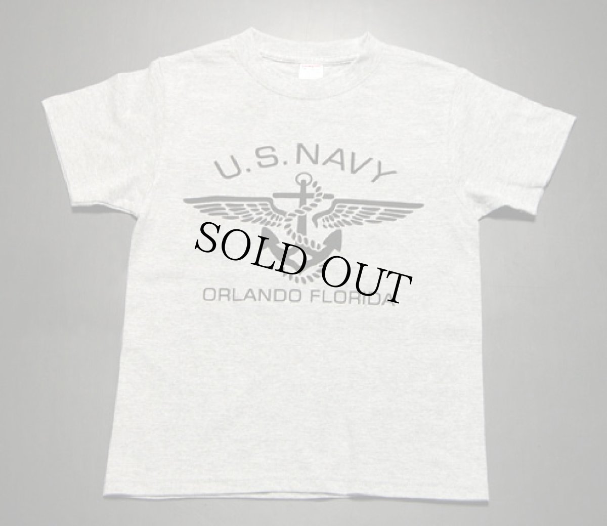 画像1: U.S.NAVY米海軍・錨マーク・キッズＴシャツ・灰黒 (1)