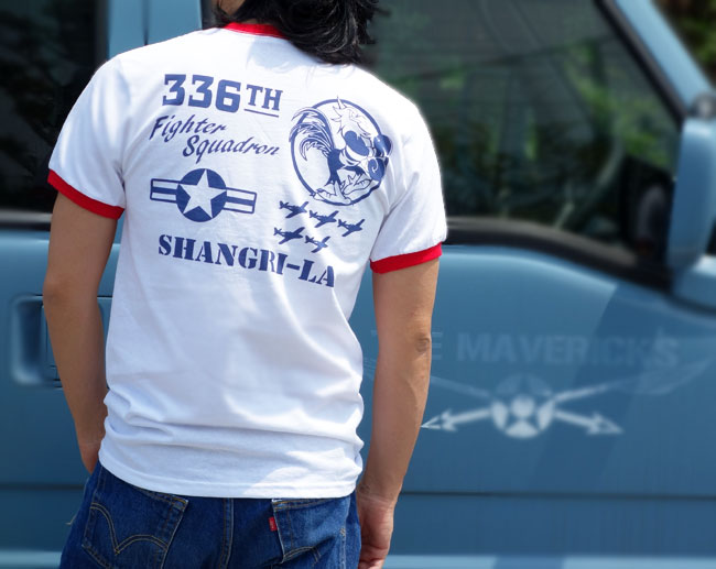 トリム Tシャツ 半袖 ミリタリー リンガー 第8空軍 シャングリラ