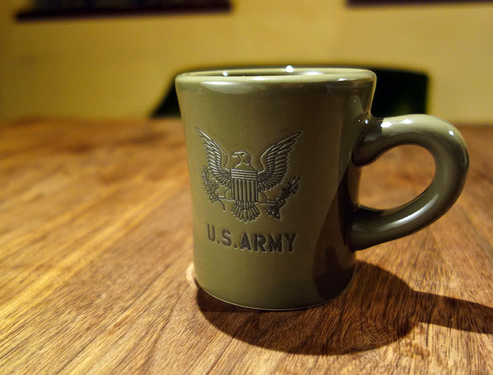 日本製・「U.S.ARMY」ミリタリーマグカップ・オリーブドラブ・新品