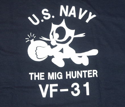 ミリタリー Ｔシャツ 米海軍 NAVY 黒猫 THE MAVERICKS 半袖 / ネイビー 紺