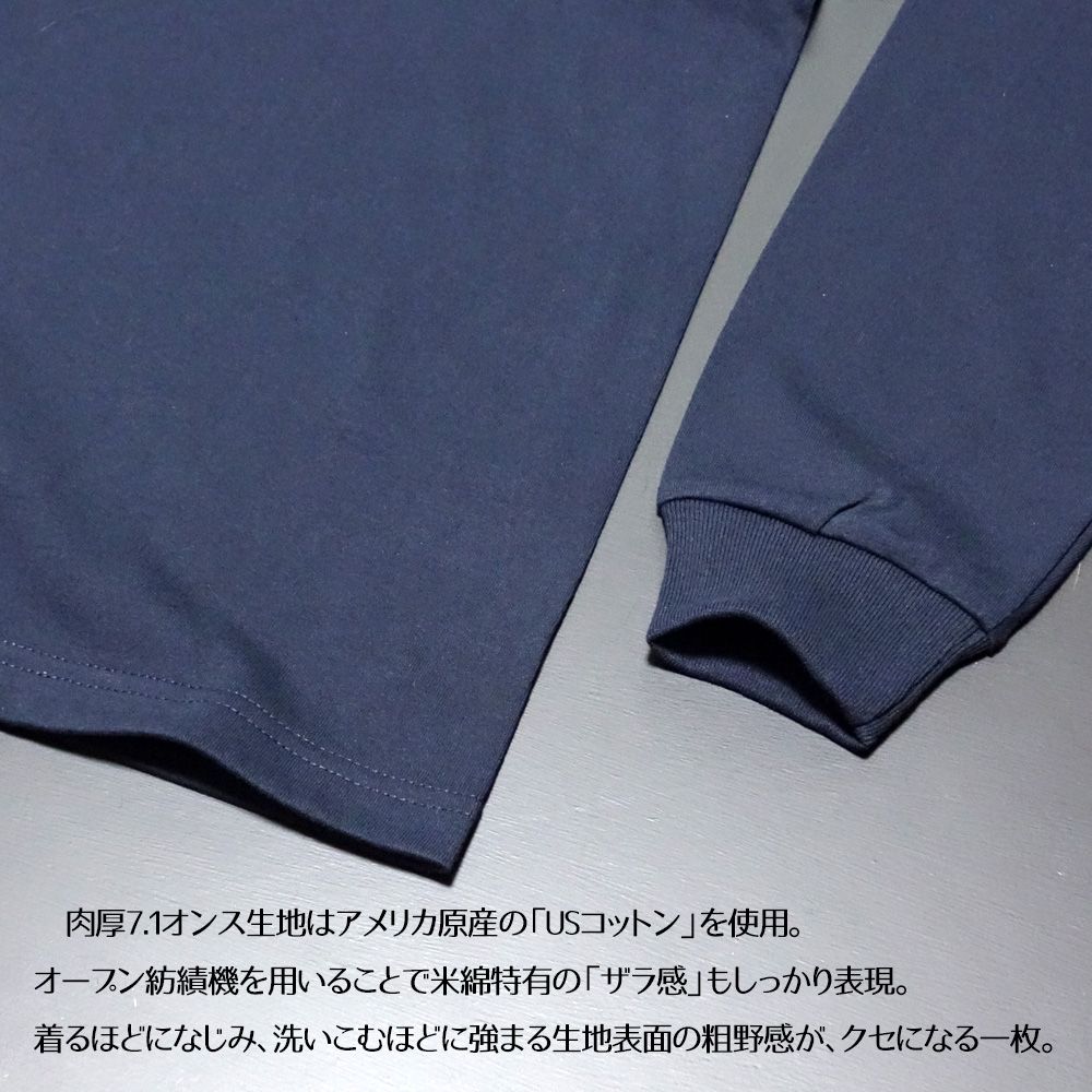 画像4: 極厚 スーパーヘビーウェイト ミリタリー メンズ 長袖 Tシャツ 米海軍 SEABEES ネイビー 紺 米綿 (4)